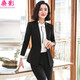桑影職業(yè)裝女裝套裝西裝外套女工作服面試西服售樓部銷(xiāo)售正裝小西裝女 黑外套+白襯衣+黑西褲+黑半裙 L（建議101-110斤）