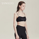 桑羅（SANGLUO）抹胸裹胸打底防走光防滑桑蠶絲文胸可拆卸吊帶內衣黑色條紋嵌條 M