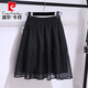 皮爾卡丹（pierre cardin）網(wǎng)紗半身裙女士感夏季2025新款胖肥mm顯瘦氣質(zhì)短款a字裙子 黑色 XL 120-140斤