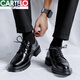 卡帝樂鱷魚（CARTELO）男士皮鞋秋冬新款商務(wù)正裝增高英倫風(fēng)休閑韓版西裝伴郎結(jié)婚新郎鞋 黑色增高 42