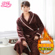 瓊瑛法蘭絨情侶睡袍女士浴袍春秋冬季珊瑚絨睡衣加厚浴衣家居服 043A咖啡一件 XL