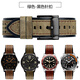 老皮匠表帶 適配美度舵手指揮官 西鐵城光動(dòng)能 漢密爾頓卡其航空真皮手表帶 頭層牛皮表帶男 22mm 綠色-黑色針扣 22mm