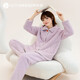 秋鹿睡衣女士冬季可愛(ài)羊羔絨加絨加厚珊瑚絨保暖棉衣外穿家居服套裝 丁香紫148 XXL