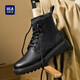 海瀾之家（HLA）馬丁靴男季中筒男士男靴潮流系帶工裝靴子男 黑色【加絨款HAAGZM4EAE290】 41