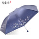 天堂傘雨傘女士太陽(yáng)傘三折黑膠款遮陽(yáng)傘彩膠鉛筆傘超輕超細折疊晴雨傘 21-藏青色