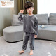 莫代爾兒童睡衣男童秋冬季法蘭絨中大童長(cháng)袖加厚款珊瑚絨3-14男孩家居服 灰色套裝【加絨】 150建議身高140-150厘米9-10歲
