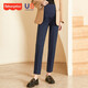 費雪孕婦褲子秋冬季外穿上班通勤煙管褲加絨加厚小個(gè)子直筒職業(yè)西裝褲 【藏青中縫線(xiàn)】-春秋款 L【115-135斤適穿】