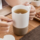 多美然 日式復(fù)古陶瓷杯子帶蓋勺大容量粗陶馬克杯辦公室家用喝水杯 白色500mL不帶蓋勺普包