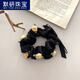 默研（MOYAN）韓風(fēng)浪漫立體玫瑰大腸圈清新少女花朵超仙發(fā)圈簡(jiǎn)約蝴蝶結頭繩發(fā)飾 玫瑰大腸圈-黑色B08-205