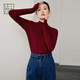 美洋（MEIYANG）云朵打底衫 德絨黑白半高堆堆領(lǐng)長(cháng)袖保暖內搭上衣T恤時(shí)尚新款t恤 紅色半領(lǐng) XL
