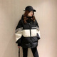 蕰嫚馨青少女羽絨服中款初中高中生拼色女2022年新款時(shí)尚休閑學(xué)生裝高中 黑白拼色 S  90~120斤