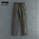 JEEP SPIRIT防風(fēng)防水戶(hù)外沖鋒褲春秋新款男式加絨保暖工裝褲多口袋加厚休閑褲 軍綠色款   有腰帶 加絨 XL (135-155斤)