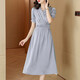 法蘿迪連衣裙雪紡2023夏季新款女裝中長(cháng)款甜美顯瘦收腰時(shí)尚氣質(zhì)裙子 淺灰色 M
