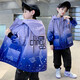 嚕 C童裝男童外套春秋裝2025新款兒童連帽加絨加厚派克服中大童冬裝潮 藍色（春秋單款） 160