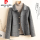 皮爾卡丹（pierre cardin）女裝雙面羊絨大衣女短款小個(gè)子千鳥(niǎo)格2022年新款呢子 黑格 S