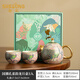 奢龍茶具一壺兩杯琺瑯彩家用泡茶壺國(guó)潮孔雀功夫茶具禮品陶瓷泡茶套裝 國(guó)潮孔雀韻龍旦壺3入
