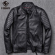 VIIBOY2025新款機車(chē)賽車(chē)服真皮皮衣頭層純牛皮男式立領(lǐng)摩托車(chē)騎行皮夾克黑色 頭層牛皮M （115斤-130斤）