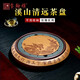 璽翰雅（ROYHOYE）宜興紫砂茶盤(pán)圓形家用干泡臺全手工名家精品刻繪大號茶盤(pán)原礦紫泥 溪山清遠干泡茶盤(pán) 紫泥粉段