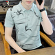 啄木鳥(niǎo) 男士短袖T恤2022新款夏季潮牌修身上衣服翻領(lǐng)polo打底衫有領(lǐng)冰絲夏裝 DGDD-D2107綠色 2XL