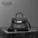 Cuud包包女包小眾mini手提凱莉包女斜挎鱷魚(yú)紋手拎小包新年情人節禮物 黑色【送禮品袋】
