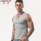 簡(jiǎn)束背心男大V領(lǐng)純色棉質(zhì)運動(dòng)健身修身深V緊身跨欄無(wú)袖坎肩無(wú)袖t恤夏 灰色 XXL/80kg左右