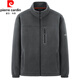 皮爾卡丹（pierre cardin）搖粒絨外套男立領(lǐng)冬季加絨加厚保暖寬松休閑男裝冬裝夾克抓絨衣服 灰色 XL 建議145-160斤