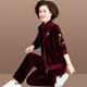 緹米媗媽媽休閑運動(dòng)服套裝2026春秋三件套金絲絨中老年女裝時(shí)尚繡花外套 酒紅色3203（金絲絨三件套）主 2XL 建議穿118-130斤