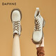 達芙妮（DAPHNE）馬丁靴女冬季加絨保暖厚底新款英倫風(fēng)女生百搭機車(chē)短靴2023冬季 米色 35 (225mm) 標準碼
