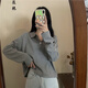 筱艷正肩t恤女顯瘦別致長(cháng)袖上衣女長(cháng)袖T恤女顯瘦色polo領(lǐng)長(cháng)袖T恤女春 灰色【好質(zhì)量】 L 建議105-120斤