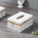 壹枱現代簡(jiǎn)約客廳衛生間北歐輕奢風(fēng)紙巾盒大理石紋理抽紙盒可定制LOGO 水墨白長(cháng)紙巾盒   小號