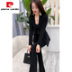 皮爾卡丹（pierre cardin）網(wǎng)紅同款時(shí)尚職業(yè)西服套裝女2025春季感色顯瘦外套+微喇褲女 黑色【套裝】 2XL 【120斤-130斤】