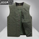 JEEP SPIRIT純棉馬甲男中年寬松大碼休閑復(fù)古多口袋坎肩春秋款馬夾爸爸裝 802軍綠  薄款 3XL 165-180斤
