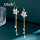 Qlady花朵流蘇耳環(huán)女2024年新款氣質(zhì)高級(jí)感長(zhǎng)款耳圈銀針耳飾耳釘禮物 金色