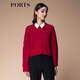 PORTS 寶姿秋冬新品女裝針織長(cháng)袖圓領(lǐng)套頭衫SM9K415KKW003 深紅色 M