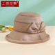 上海故事帽子女春夏真絲防紫外線(xiàn)漁夫帽雙色卷檐遮陽(yáng)帽蝴蝶結防曬帽