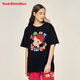 陸心媛（youk shim won）2023純棉時(shí)尚圓領(lǐng)印花小眾個(gè)性女士寬松短袖t恤女上衣 黑色 均碼