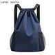步雨束口袋雙肩包男女簡(jiǎn)易旅行背包大容量抽繩健身運動(dòng)籃球包定制 深藍色大號（可裝籃球）