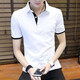 軒萊雅翻領(lǐng)短袖polo衫男士夏季青年潮流上衣體恤修身有帶領(lǐng)半袖休閑汗衫 白色 M