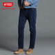 第五街冬防風(fēng)加絨加厚牛仔褲男士裝保暖保溫寬松直筒褲男褲614633-194M0 酵洗藍-002 35