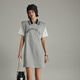 NO ONE ELSE字母無(wú)袖連衣裙女2025夏季新品運動(dòng)風(fēng)簡(jiǎn)約短裙背心裙 淺花灰 0
