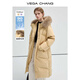 VEGA CHANG90白鴨絨羽絨服女2025冬季加厚狐貍毛領(lǐng)保暖中長(zhǎng)款外套 甜梨黃 S