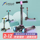 愛(ài)斯高（AXGLO）兒童滑板車(chē)防滑防側翻3-6-12歲折疊轉向 加寬閃光輪溜娃兒童車(chē) 粉色豪華版（輪寬5cm+側翼燈帶）