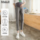 米度麗孕婦褲夏季孕婦裝春夏外穿長(cháng)褲薄款直筒褲休閑打底褲孕婦裝 深灰色（柔軟透氣 ） M碼（推薦：80-110斤）