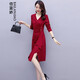 佰藍嬌法式連衣裙2025春秋季女裝新款高級感洋氣質(zhì)女神范小個(gè)子紅色裙子 棗紅色 XL