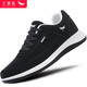 紅蜻蜓男鞋子舒適低幫平底鞋子男耐磨皮面運動(dòng)休閑鞋男C02201051黑色44