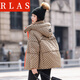 RLAS羽絨服女2025年新款冬季連帽鴨絨炸街時(shí)尚老花格子保暖短款外套潮 深卡其布色 黃格 S 108斤以內(nèi)