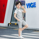 蘿卜唄唄兒童禮服西裝男童套裝花童畢業(yè)西服演出服正裝小孩主持人服裝夏季 灰色（馬甲，短褲，襯衫）配領(lǐng)結(jié) 140cm建議體重50-58斤