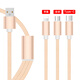 恒壕貼 安卓數據線(xiàn) MicroUSB手機充電線(xiàn)適于華為/小米//vivo/魅族/三星2A快充 【三合一多頭-土豪金】尼龍繩