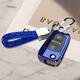 適用老款北京現代瑞納鑰匙套伊蘭特悅動(dòng)男扣瑞奕起亞折疊鑰匙包女 藍色-鑰匙包+編織扣