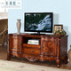 樂(lè )滿(mǎn)庭美式鄉村實(shí)木電視柜仿古雕花歐式地柜 大氣臥室客廳高款電視機柜 1.4米現貨
